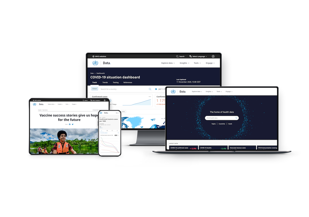 World Health Data Hub preview screens