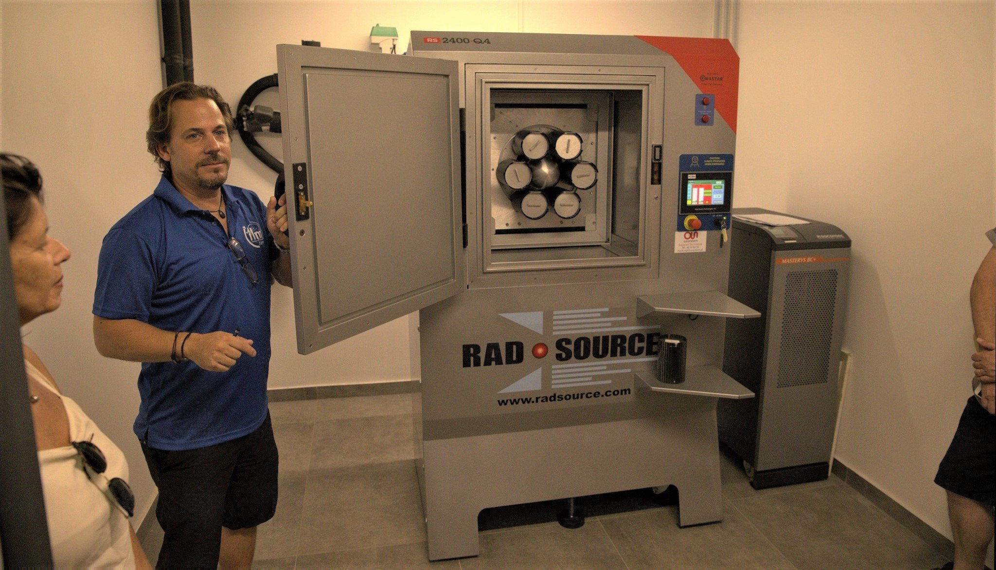 Jérôme Marie, A research engineer  at the Institut Louis Malardé in front of a sterile insect irradiator