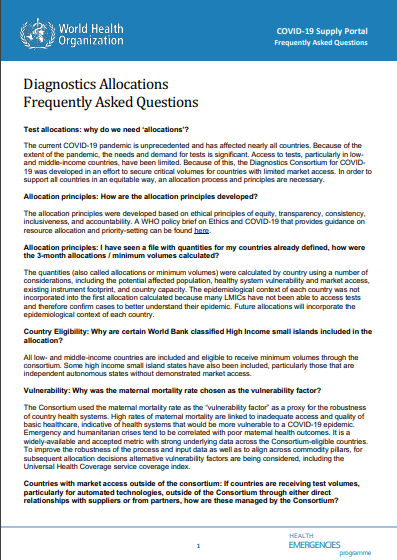 Diagnostics	Allocations Frequently	Asked	Questions