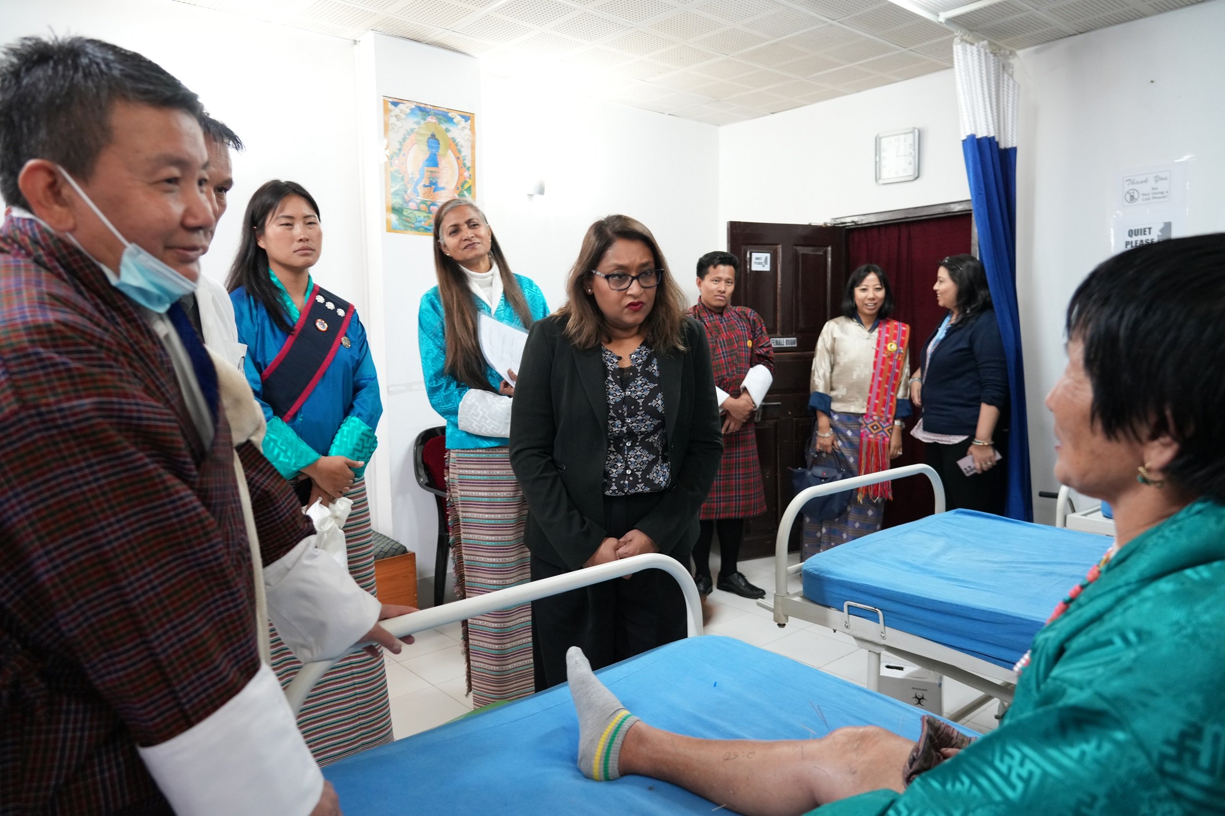Regional Director WHO South-East Asia with country office Bhutan colleagues at a primary health care centre.